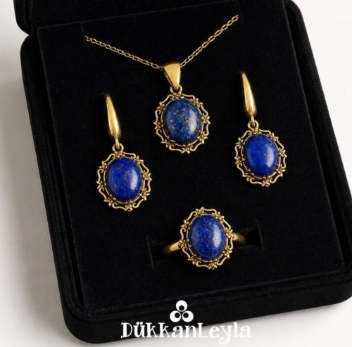Lapis Taşlı Bronz Set